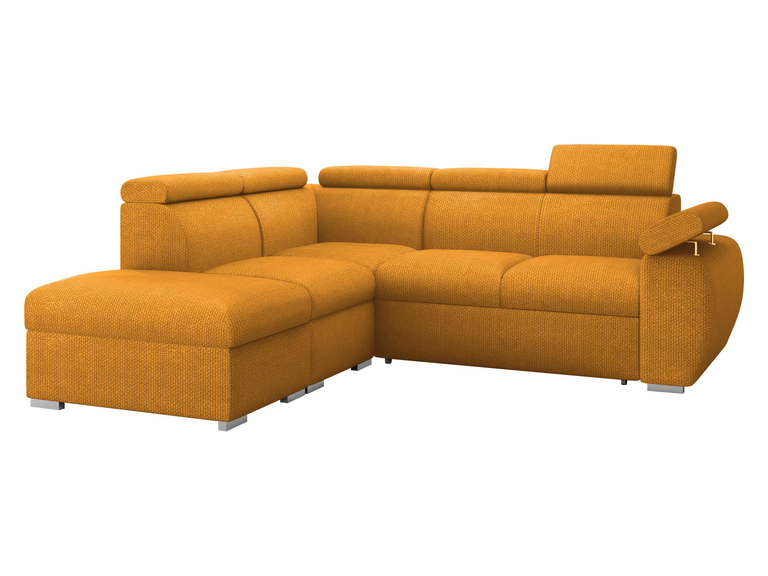 ECKSOFA Boston 2RR1P, Seite: Links PUFAP+R+1P(65)+2R - Currygelb/Silberfarben, Holz/Textil (260/230cm) - MIRJAN24
