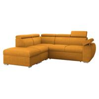 ECKSOFA Boston 2RR1P, Seite: Links PUFAP+R+1P(65)+2R - Currygelb/Silberfarben, Holz/Textil (260/230cm) - MIRJAN24