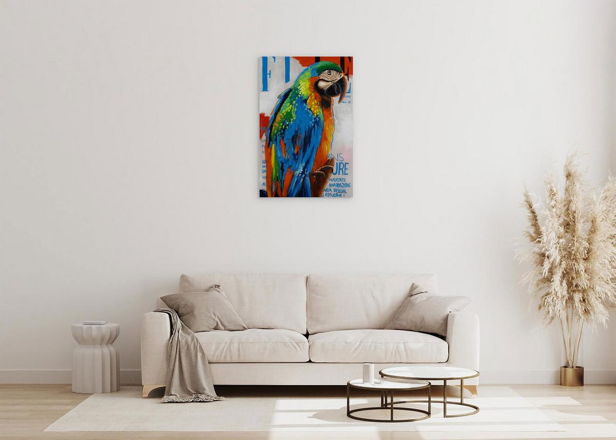 ACRYLBILD HANDGEMALT 60/90 cm - Blau/Gelb, Holz/Textil (60/90cm) - KUNSTLOFT