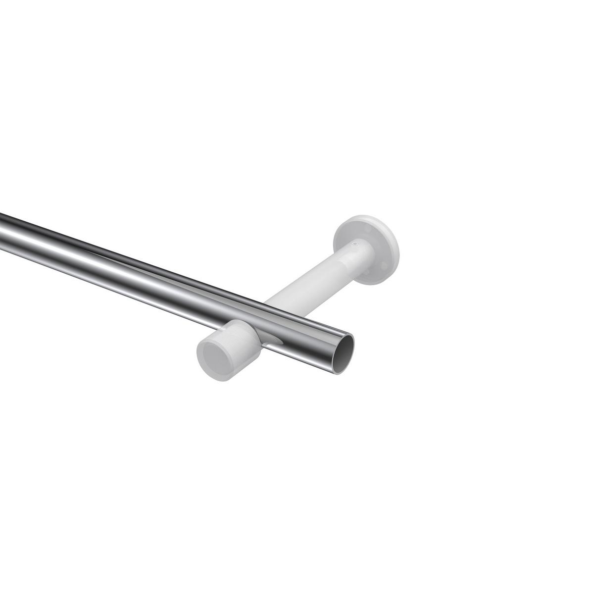 GARDINENSTANGE Prestige Mavell 120 cm, 1-läufig (ohne Ringe), 20 mm Ø Chrom - Chromfarben/Weiß, Metall (120cm) - INTERDECO