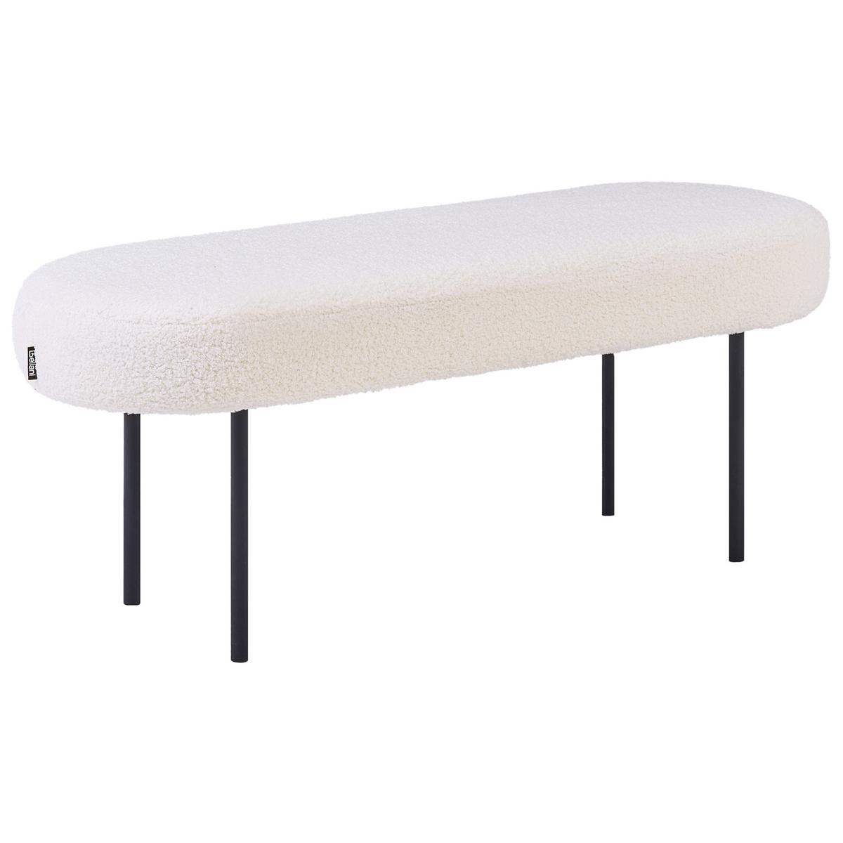 POLSTERBANK Bouclé Cremeweiß Wolfeboro - Creme, Textil (98/38/35cm) - Beliani