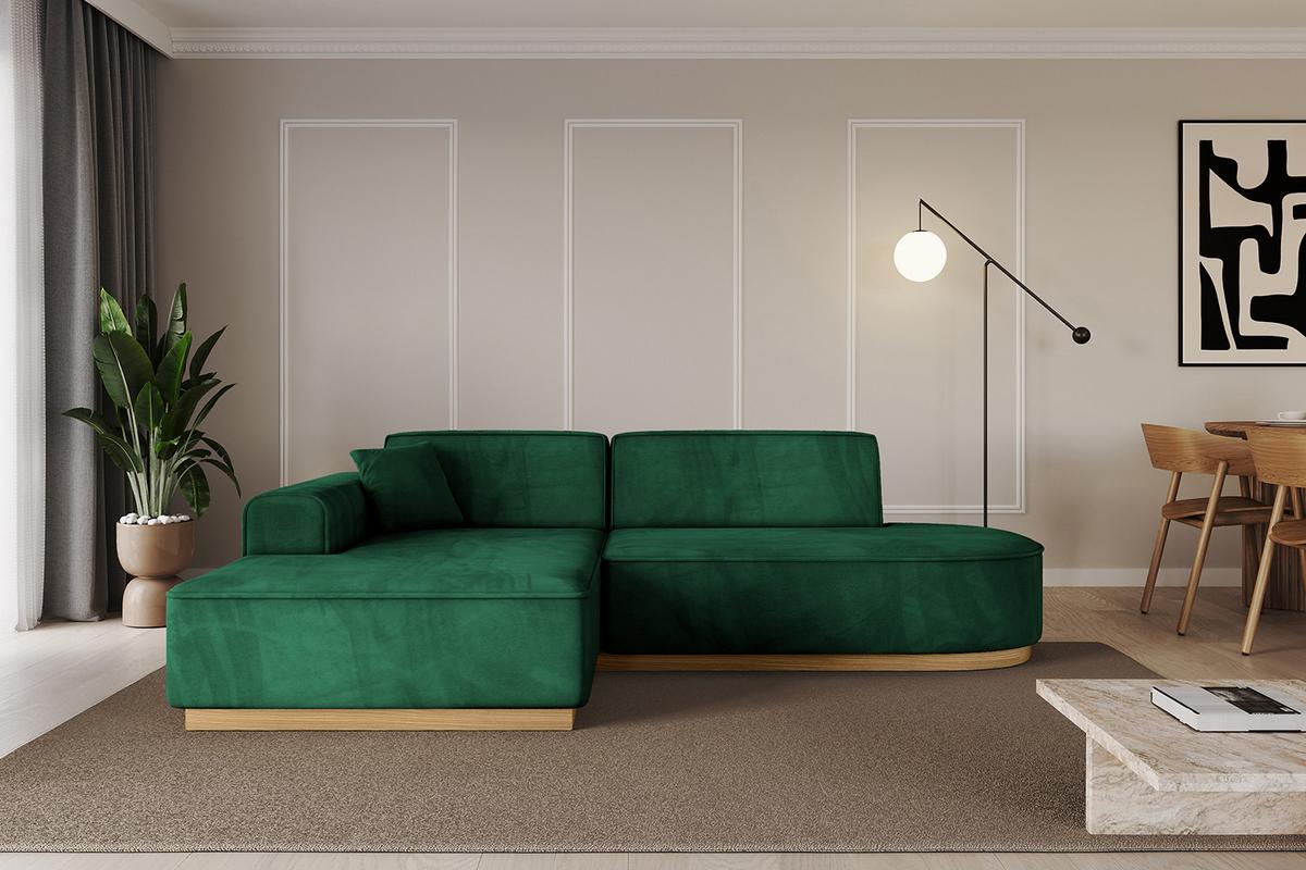 ECKSOFA Ottomane Links IREA-L1-v2 - 232x165x80 cm Grün - Dunkelgrün, Holzwerkstoff/Textil (232/165cm) - ALTDECOR