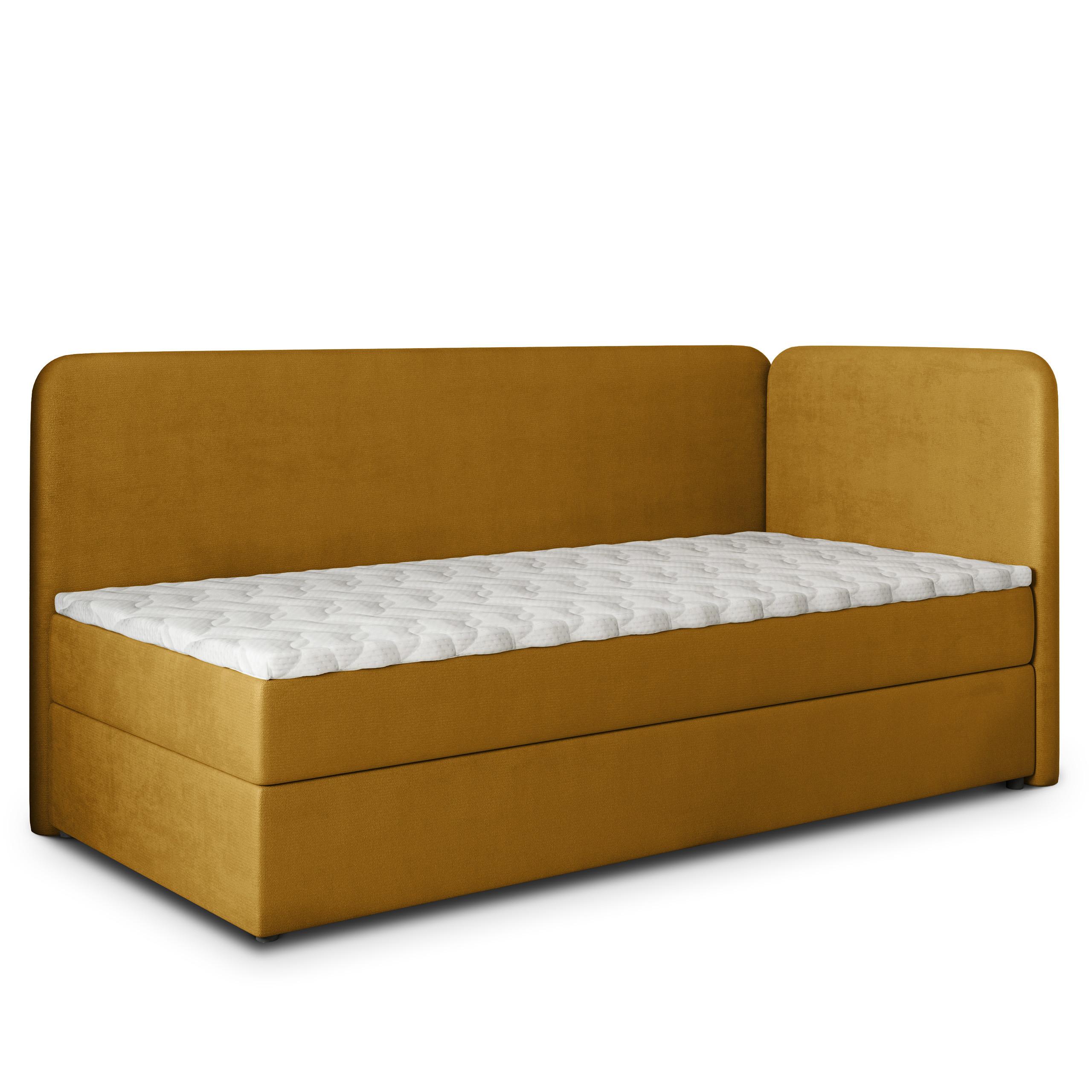 BOXBETT GINA 80x200 cm mit Matratze und Topper, H2+H3 - Gelb - Gelb, Holz (80/200cm) - MASSENO