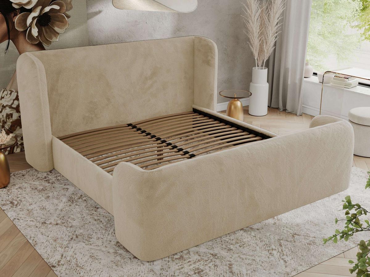 POLSTERBETT EMORA CLASSIC DUO 140/200 - Creme Plüsch - Multipocket-Matratze - Creme, Textil (140/200cm) - MKS