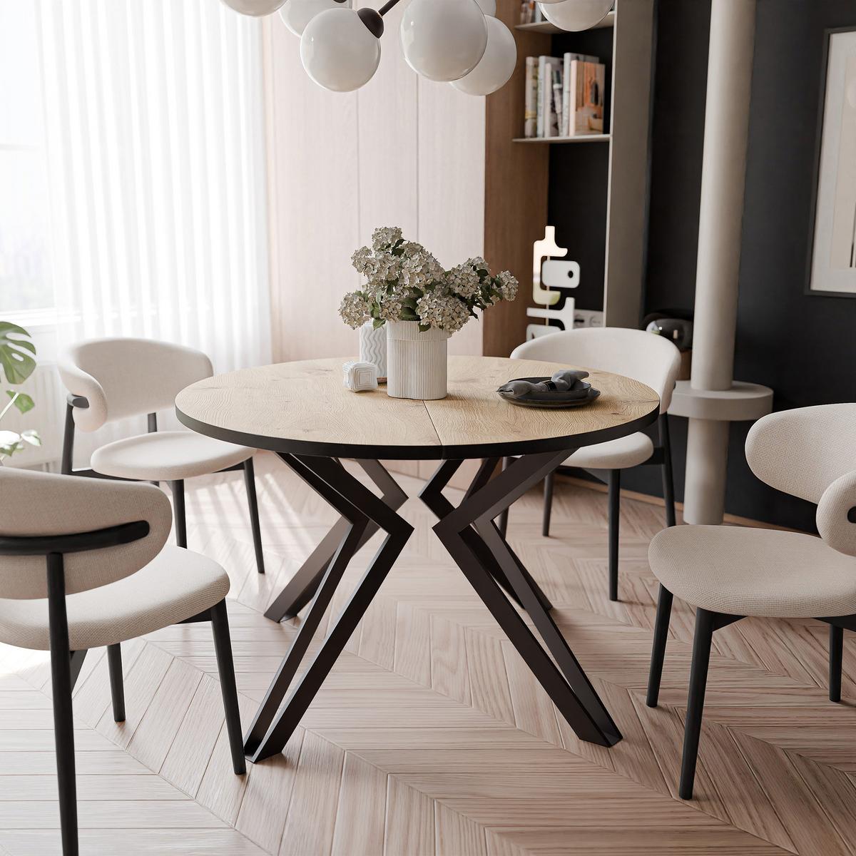 ESSTISCH ausziehbar aus MDF, Braun - Hellbraun/Schwarz, Holzwerkstoff (100/100/76cm) - Idohome
