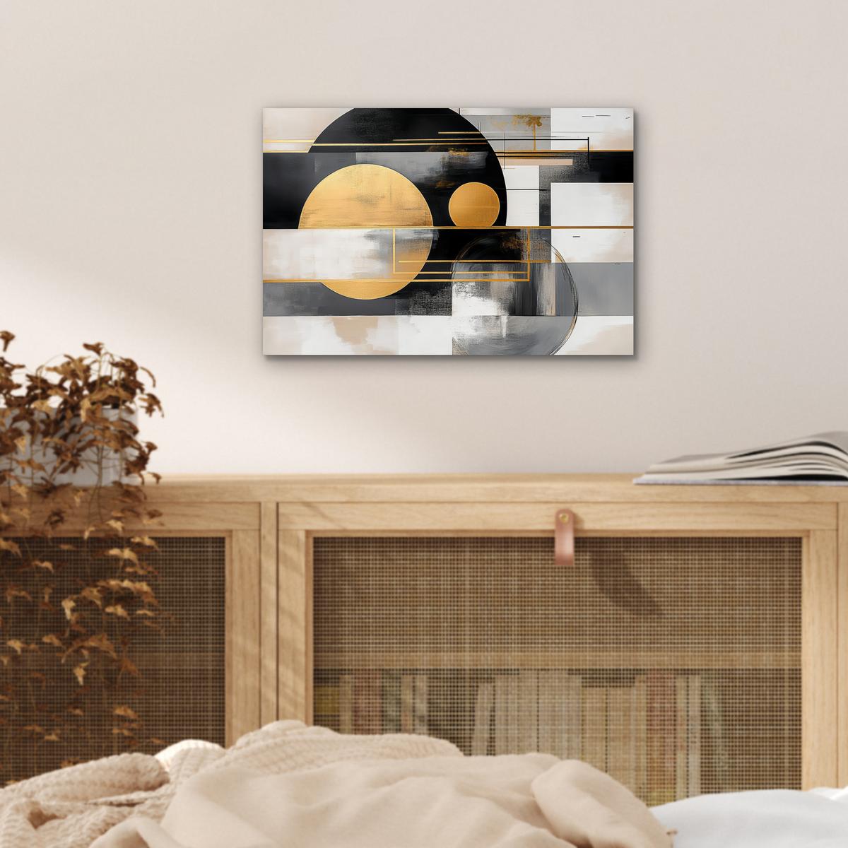 METALLBILD Abstrakt - Gold - Silber - Formen - Ästhetisch - Modern 30x20 cm - Goldfarben, Metall (30/20cm) - MuchoWow