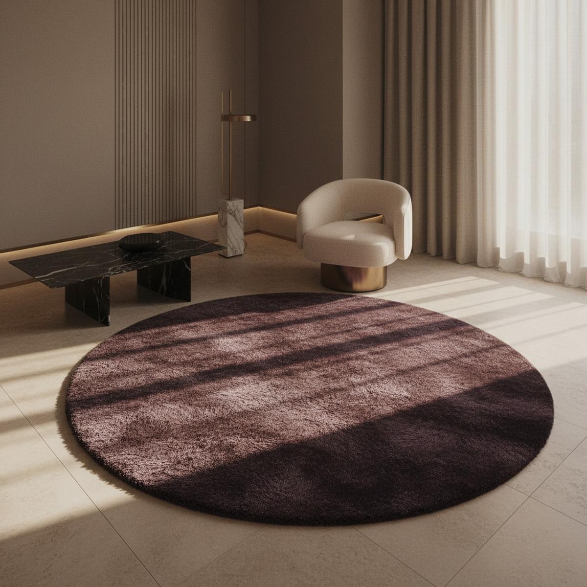 TEPPICH Hochflor SPREE in Violett, einfarbig, Ø 160 cm - Lila, Textil (160/160cm) - KADIMA DESIGN