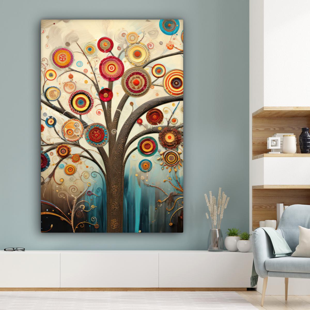 LEINWANDBILD Baum - Baum des Lebens - Farbe Deko Groß 90x140 cm - Braun, Textil (90/140cm) - MuchoWow