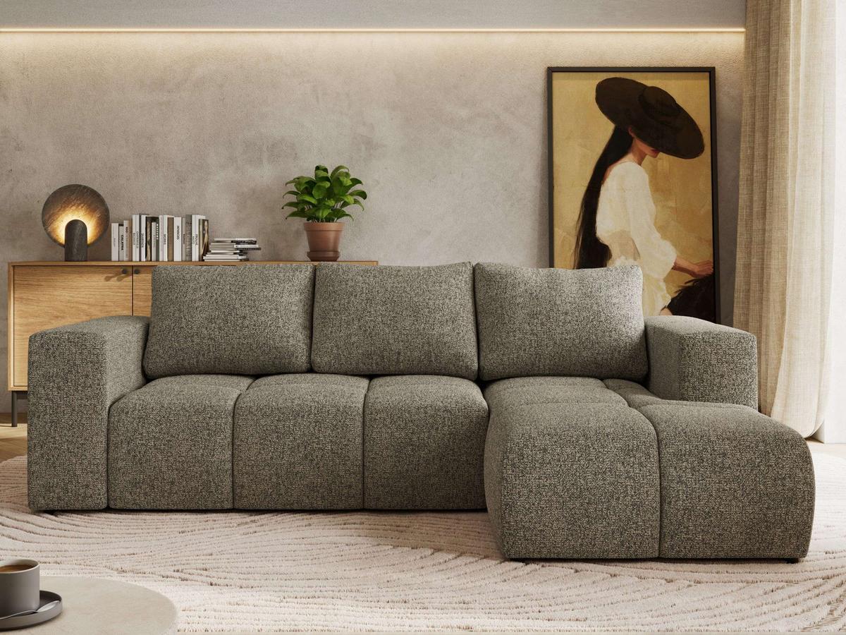 ECKSOFA MONIVA Grau Strukture - Rechts - Schwarz/Grau, Kunststoff/Textil (266/164cm) - MKS