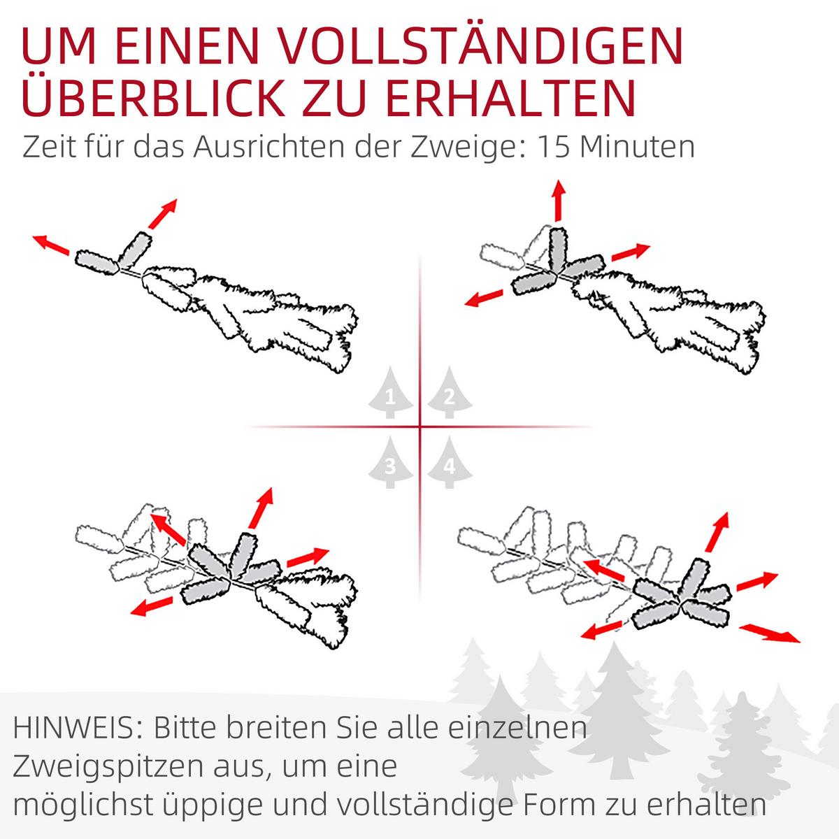 KÜNSTLICHER Weihnachtsbaum, 180 cm Christbaum mit 994 Spitzen für Weihnachten - Grün, Kunststoff (180cm) - HOMCOM