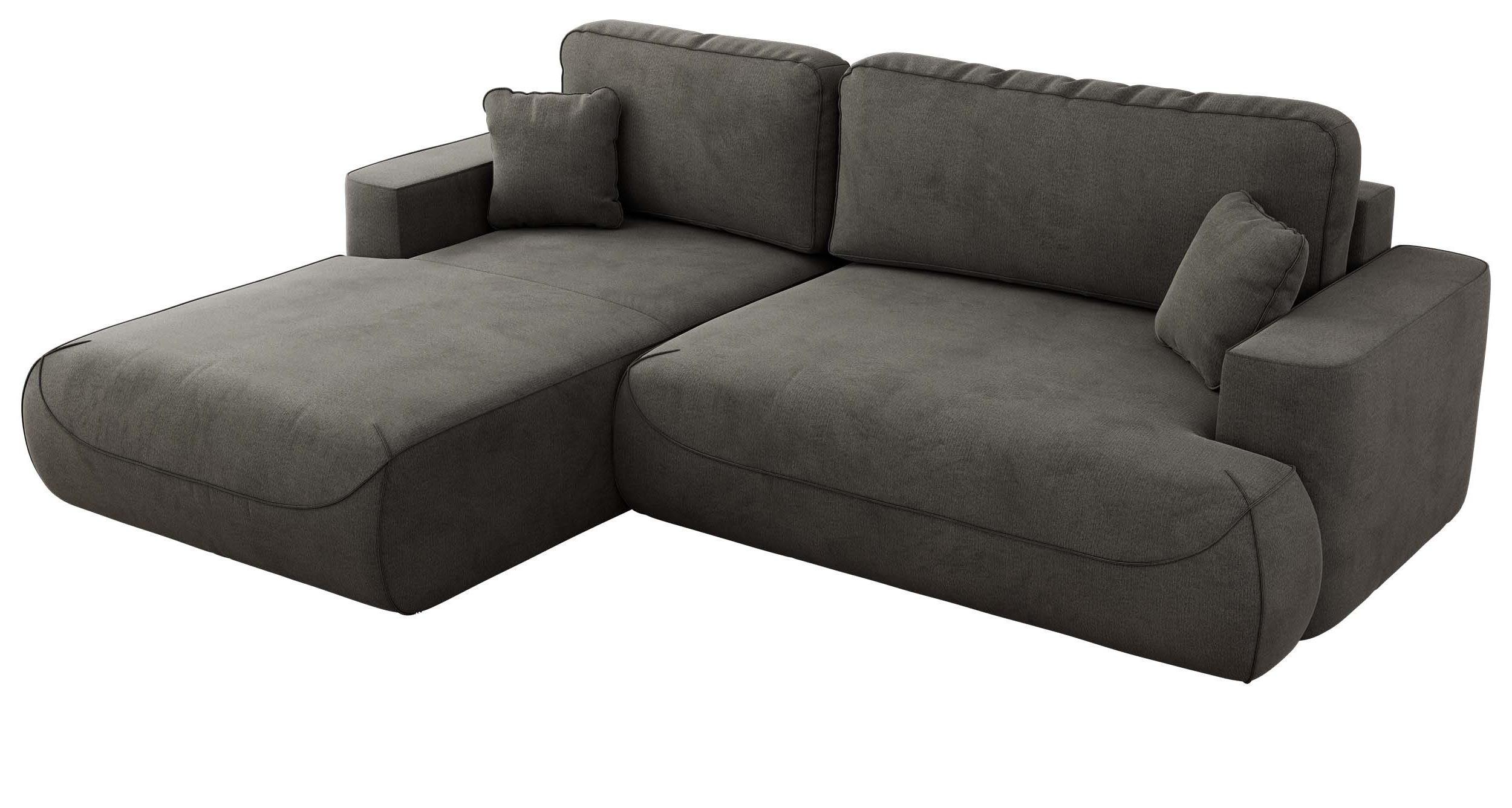 ECKSOFA OVO L Dunkelgrau Velvet - Links Seite - Dunkelgrau/Schwarz, Kunststoff/Textil (271/195cm) - MKS