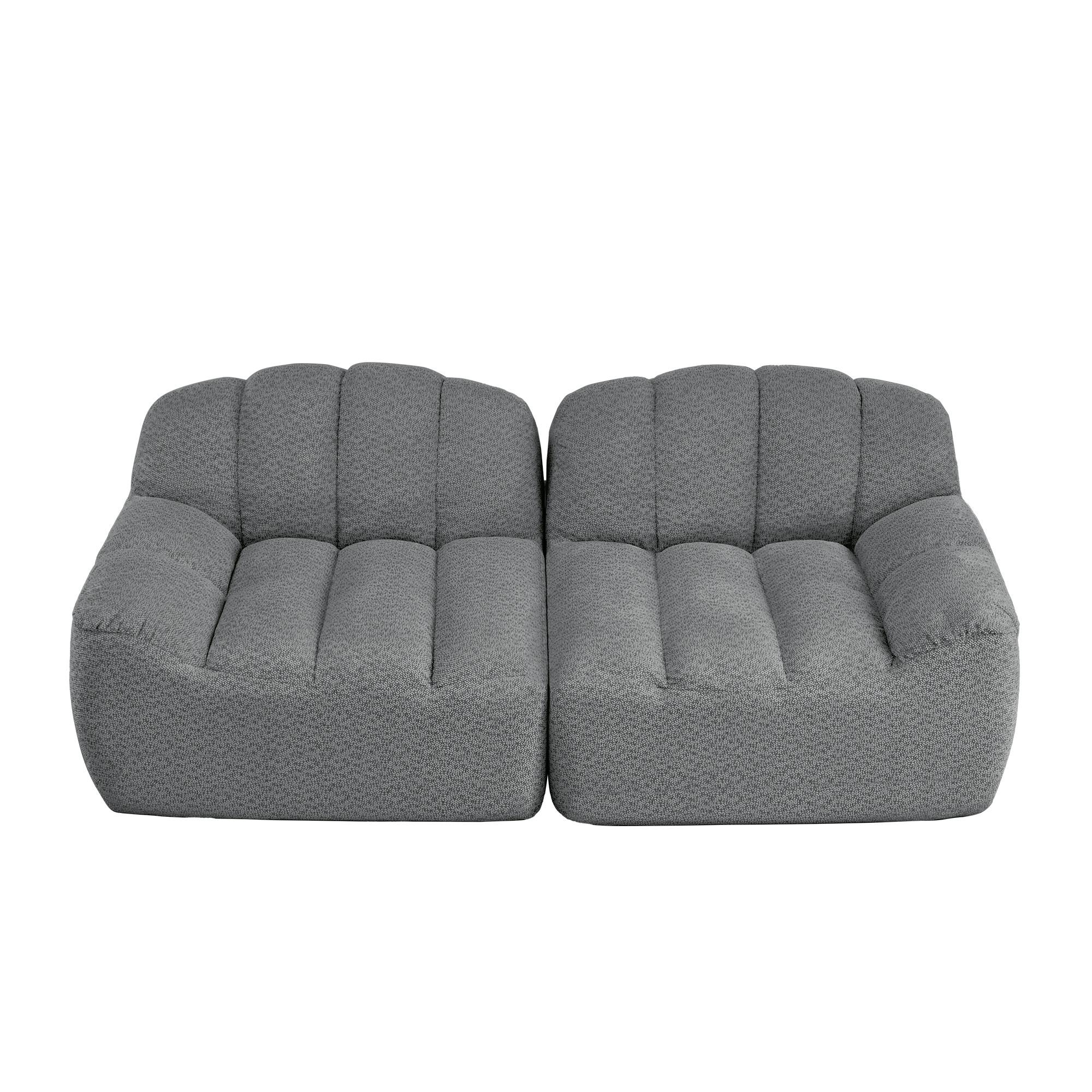 2-SITZER SOFA aus granuliertem Fleece, frameless in Muschelform ohne Montage - Grau, Textil (210/79/104cm) - Urban Meuble
