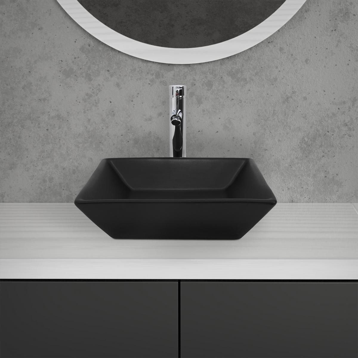 WASCHBECKEN - Schwarz, Keramik (41/12/41cm) - ML-DESIGN