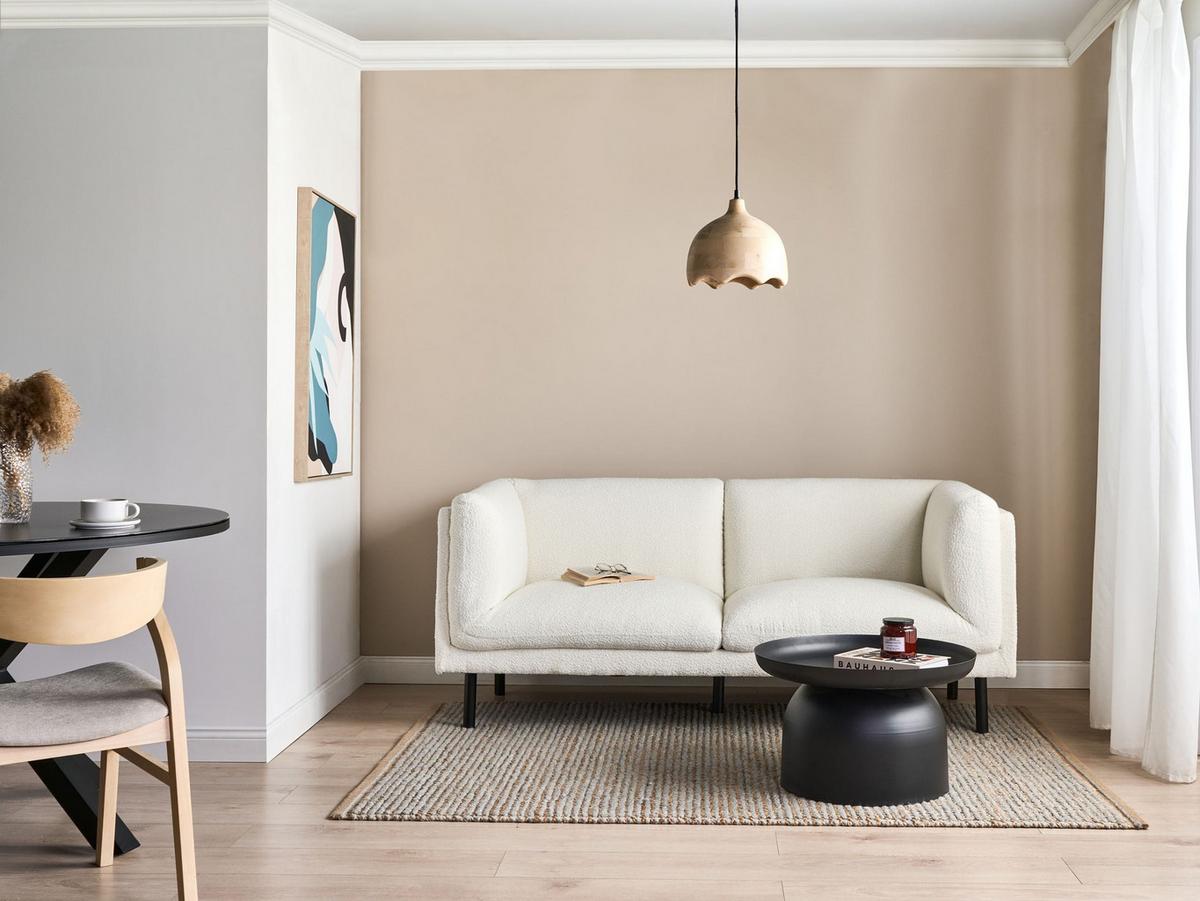 2-SITZER-SOFA Bouclé Cremeweiß Vorgod - Creme, Textil (180/76/84cm) - Beliani