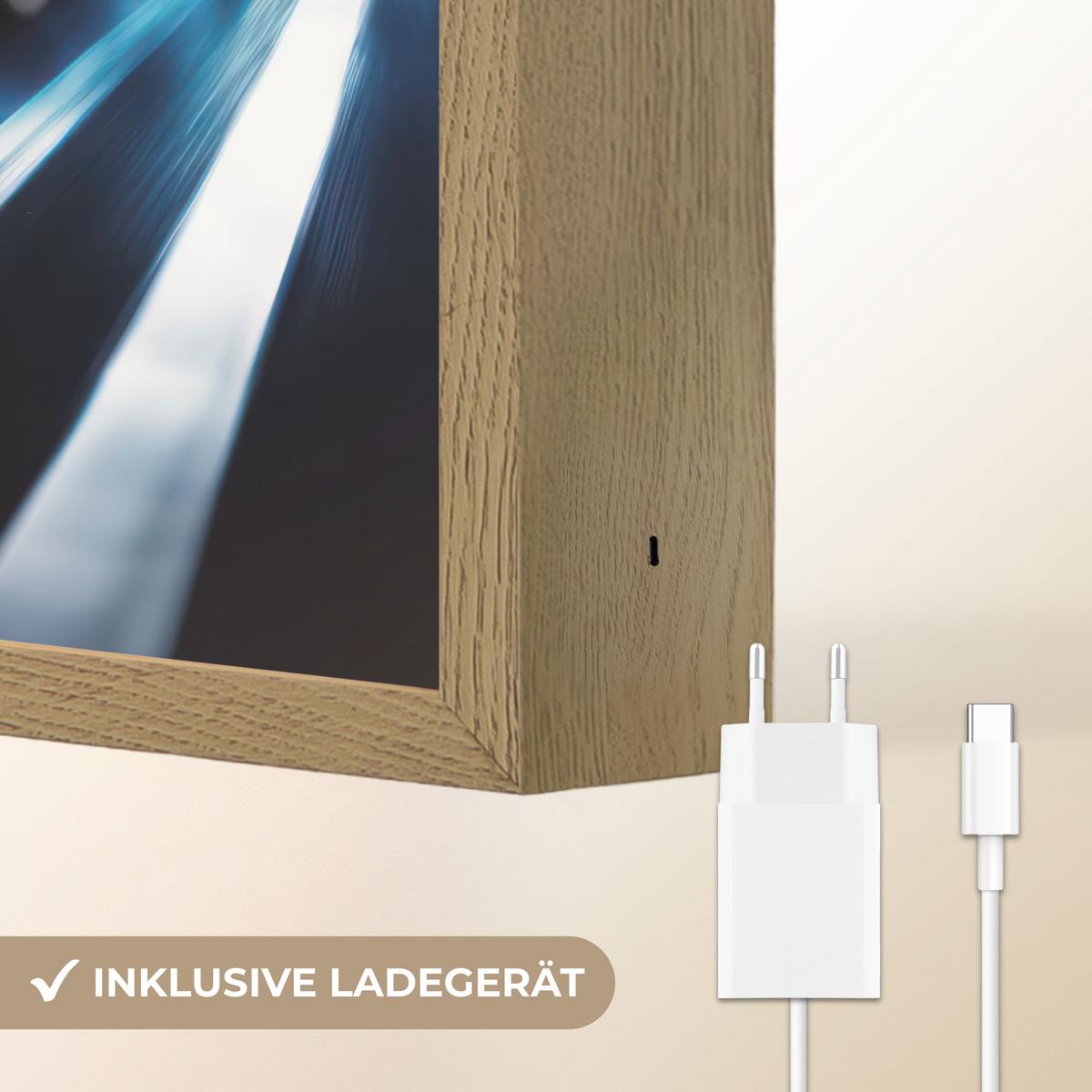 NACHTTISCHLAMPE MIT AKKU Auto - Blau - Jungen - Kind 30x40 cm - Blau, Holzwerkstoff (8/30/40cm) - OnlyWow