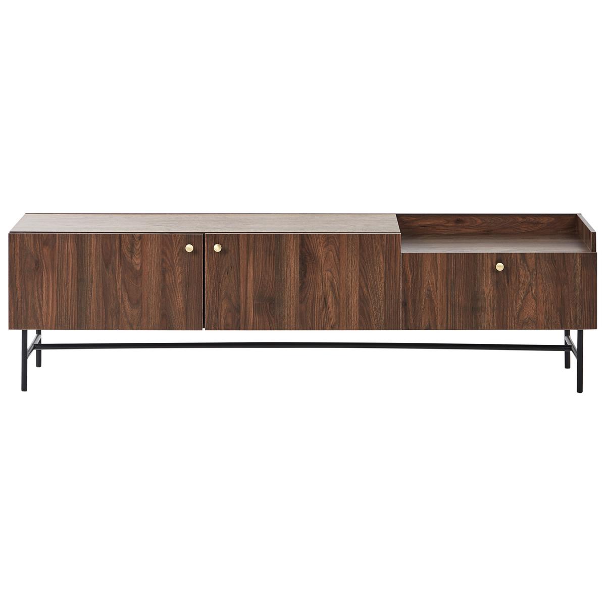 TV-MÖBEL Dunkler Holzfarbton/Schwarz Lismore - Dunkelbraun/Schwarz, Holzwerkstoff (180/50/40cm) - Beliani