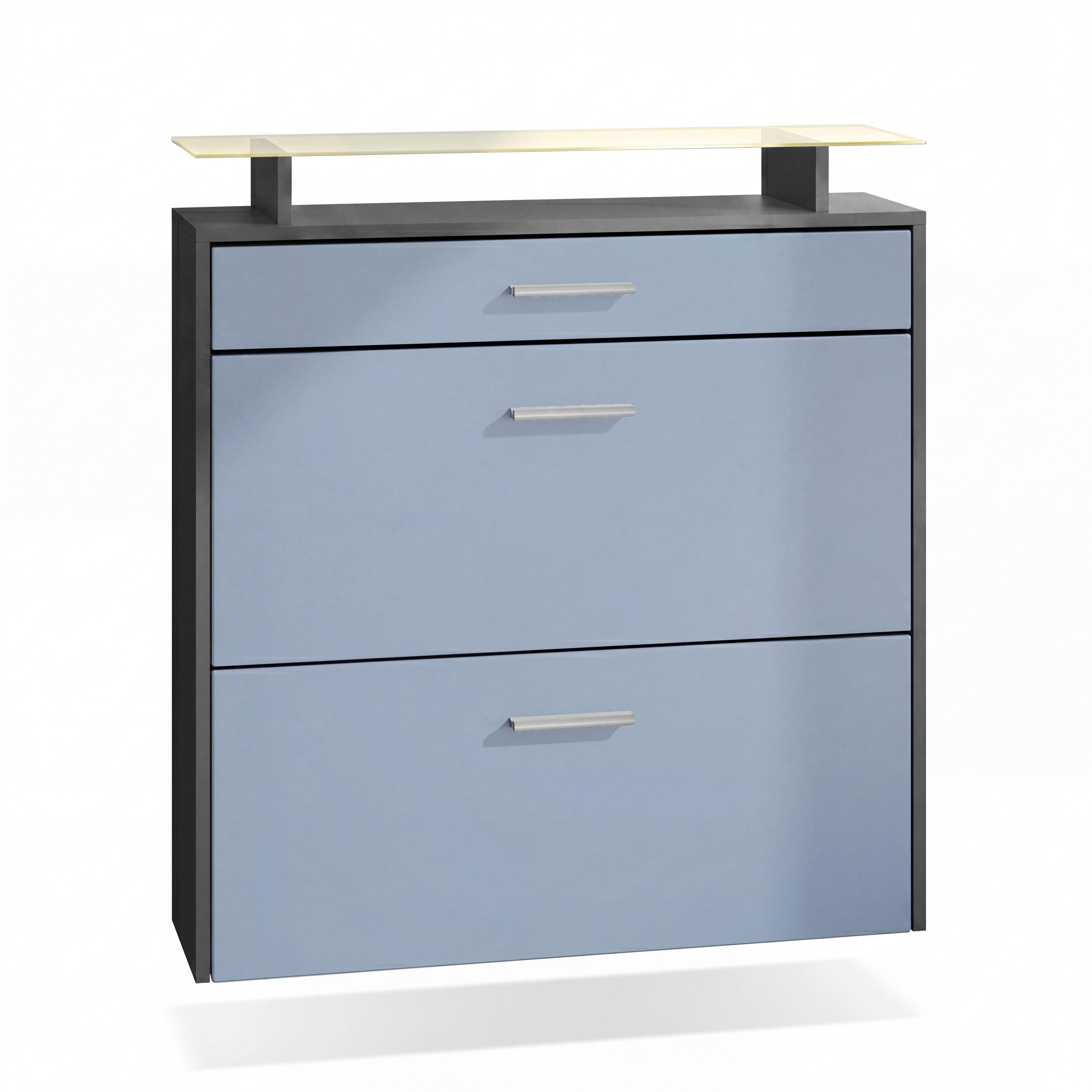 SCHUHSCHRANK Malea Fronten in Denim matt - Pastellblau, Holzwerkstoff (89/96/23cm) - Vladon