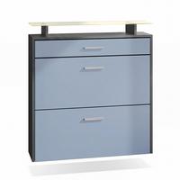 SCHUHSCHRANK Malea Fronten in Denim matt - Pastellblau, Holzwerkstoff (89/96/23cm) - Vladon
