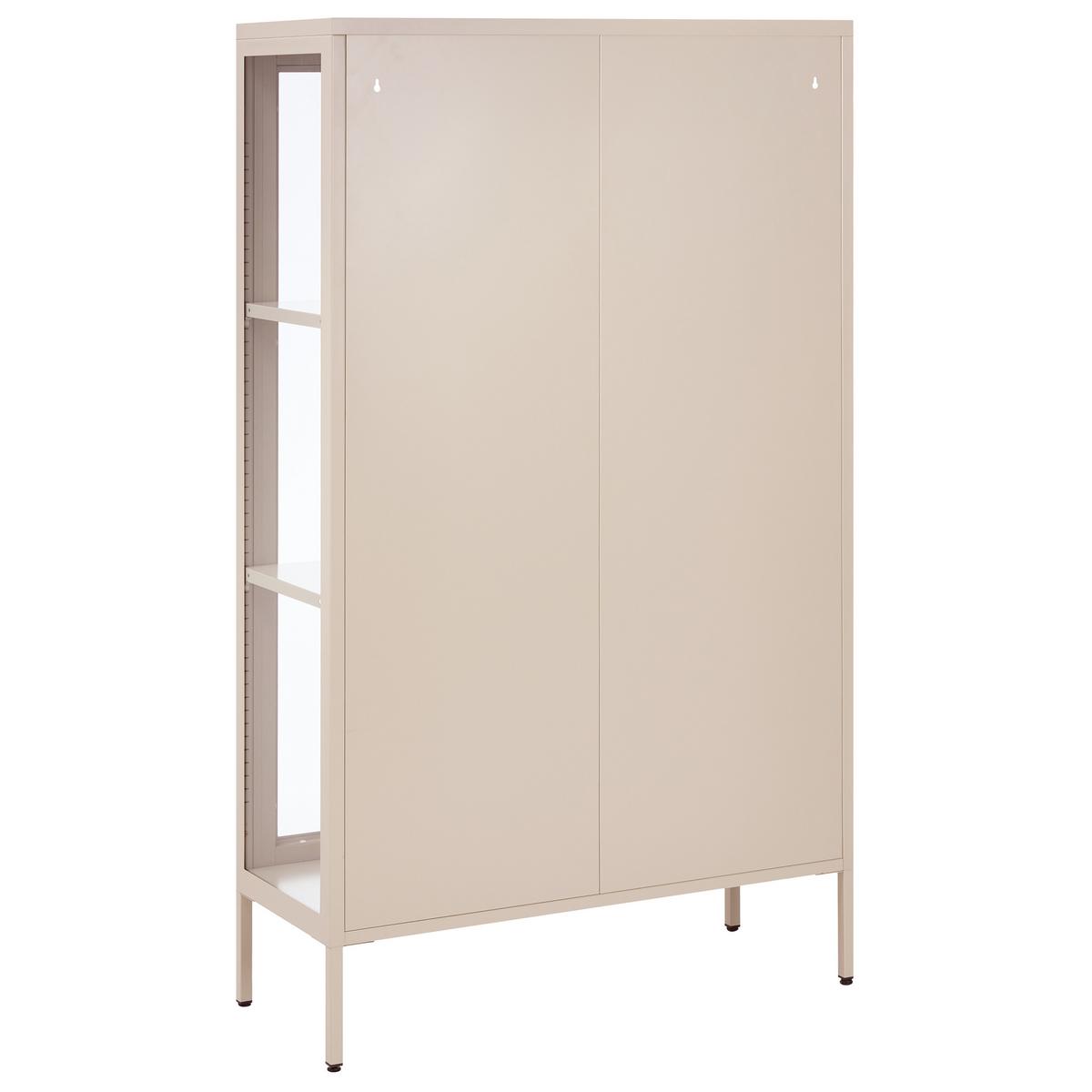 VITRINE mit Glastüren Metall 90 cm Beige Nash - Beige, Metall (90/150/35cm) - Beliani