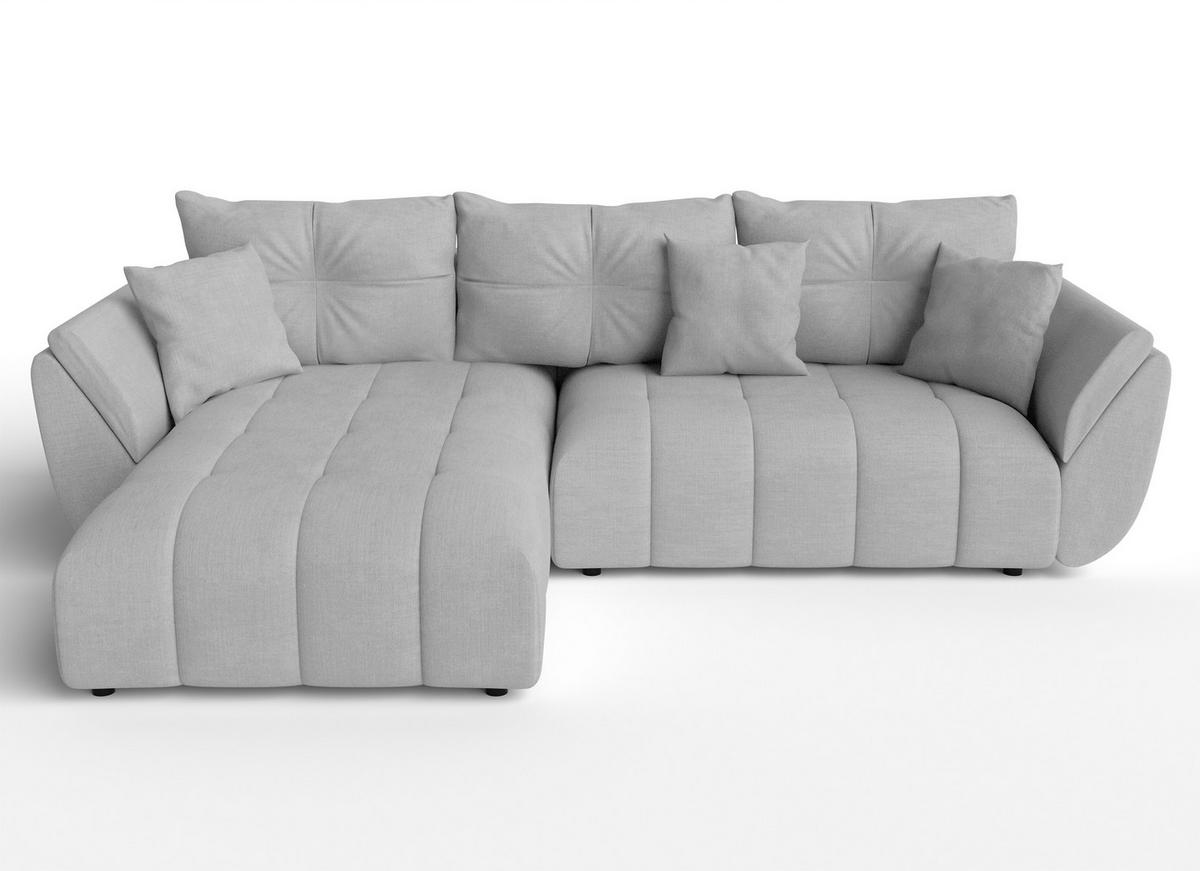 ECKSOFA L Form Verciani Hellgrau 280/190/91 cm mit Schlaffunktion - Hellgrau/Schwarz, Kunststoff/Textil (280/190cm) - AX Living