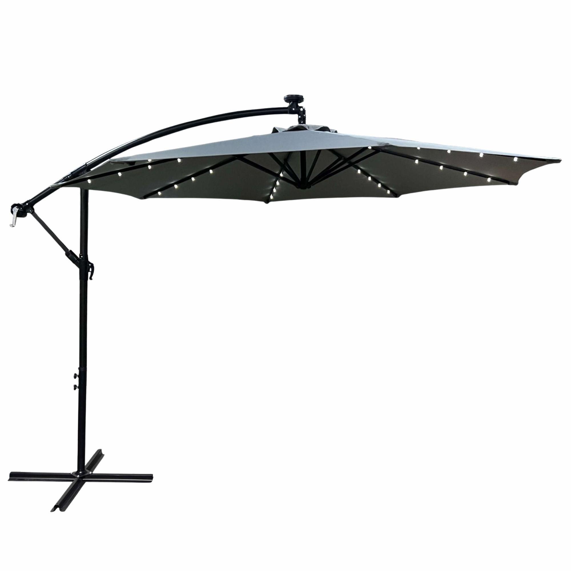 GARTENSCHIRM mit LED, Solar Grau 300/245/300 - Grau, Textil/Metall (300/300cm) - RAUMHIRSCH FURNITURE