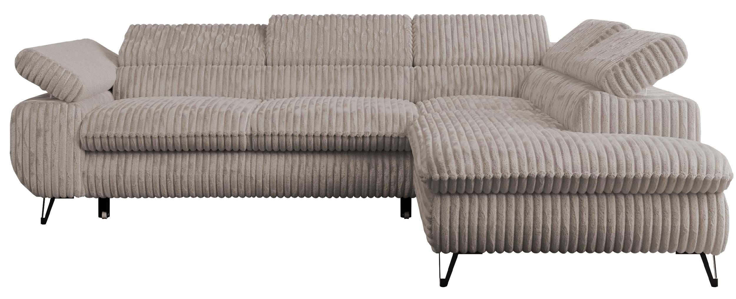 ECKSOFA PETER L Hellbraun Cord - Rechts Seite - Hellbraun/Schwarz, Textil/Metall (273/208cm) - MKS