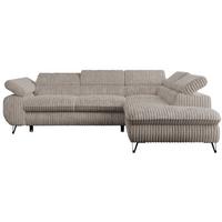 ECKSOFA PETER L Hellbraun Cord - Rechts Seite - Hellbraun/Schwarz, Textil/Metall (273/208cm) - MKS