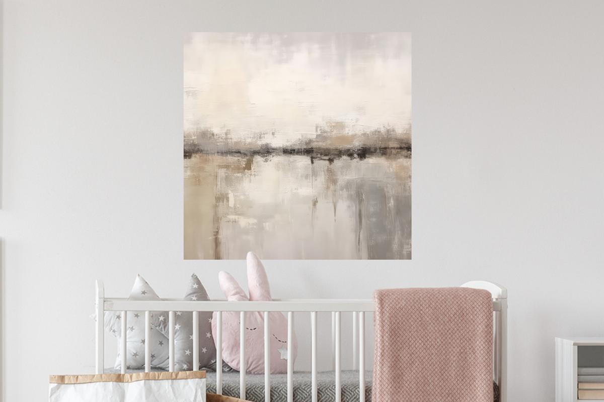 WANDTATTOO Moderne Kunst - Abstrakt - Beige Wanddeko 50x50 cm - Beige, Kunststoff (50/50/0.1cm) - MuchoWow