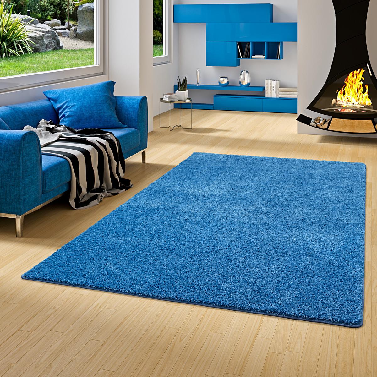 HOCHFLOR SHAGGY TEPPICH PALACE - Blau, Textil (200/200cm) - Snapstyle