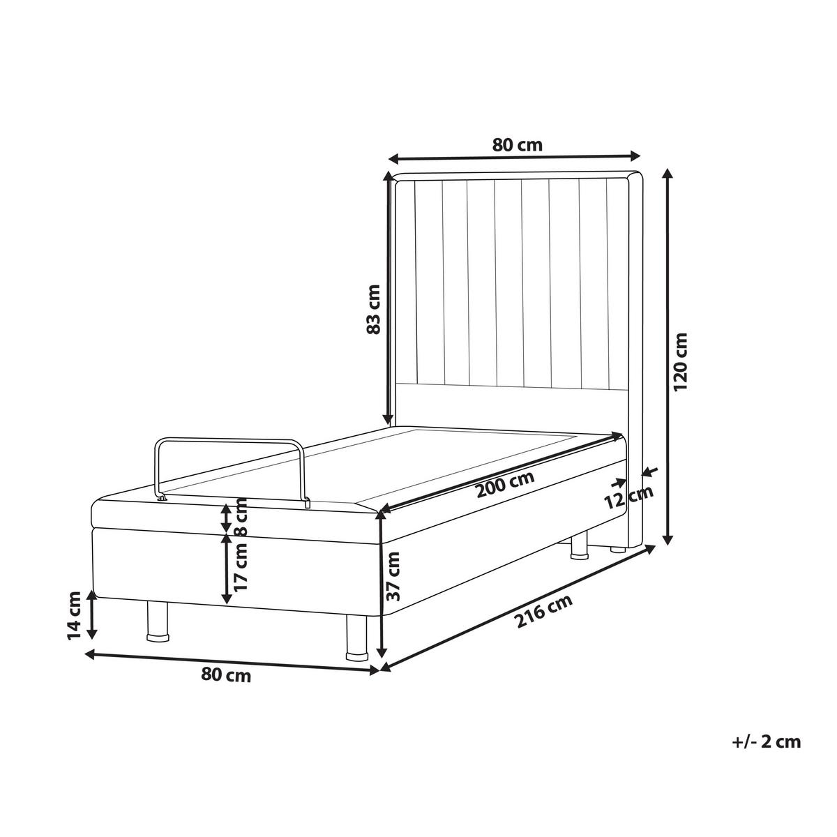 BETT 80/200 cm Cremeweiß Duke II - Schwarz/Weiß, Textil (80/200cm) - Beliani