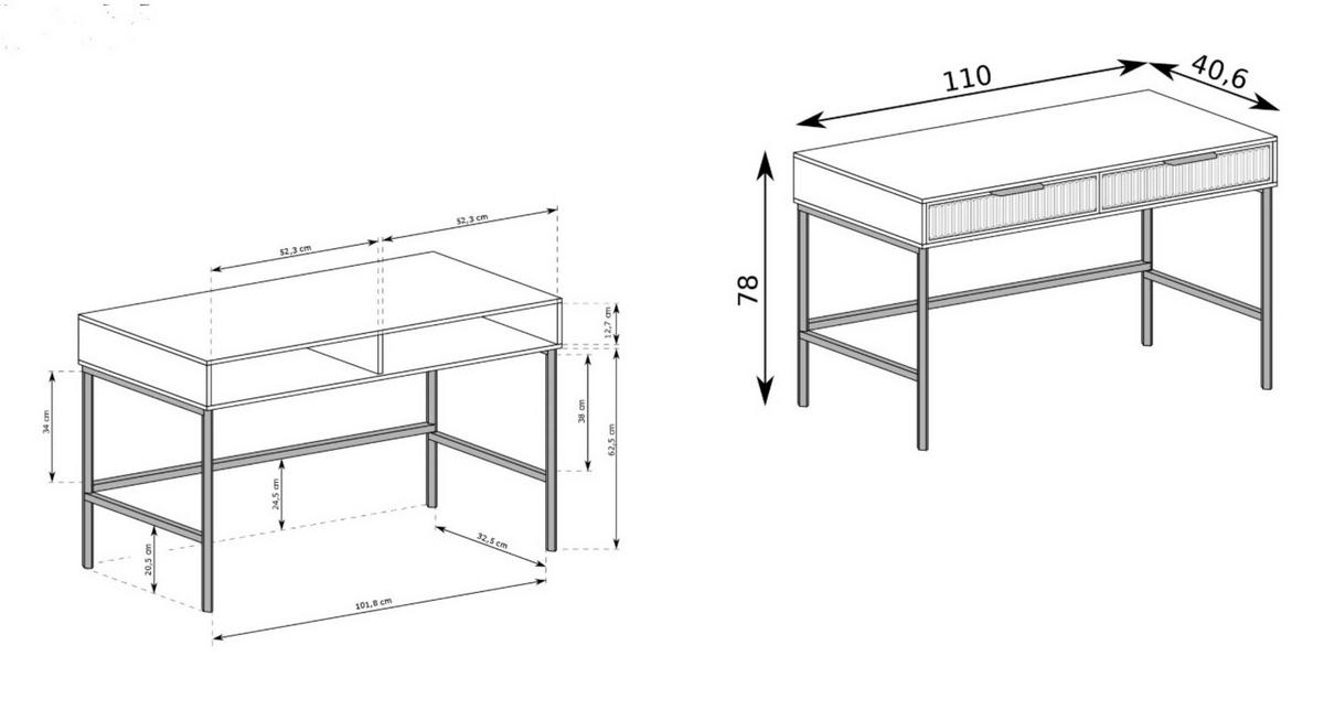 KONSOLENTISCH ZIGO mit 110 / 78 / 40,6, Blau - Blau, Holzwerkstoff (40.6/110/78cm) - MASSENO