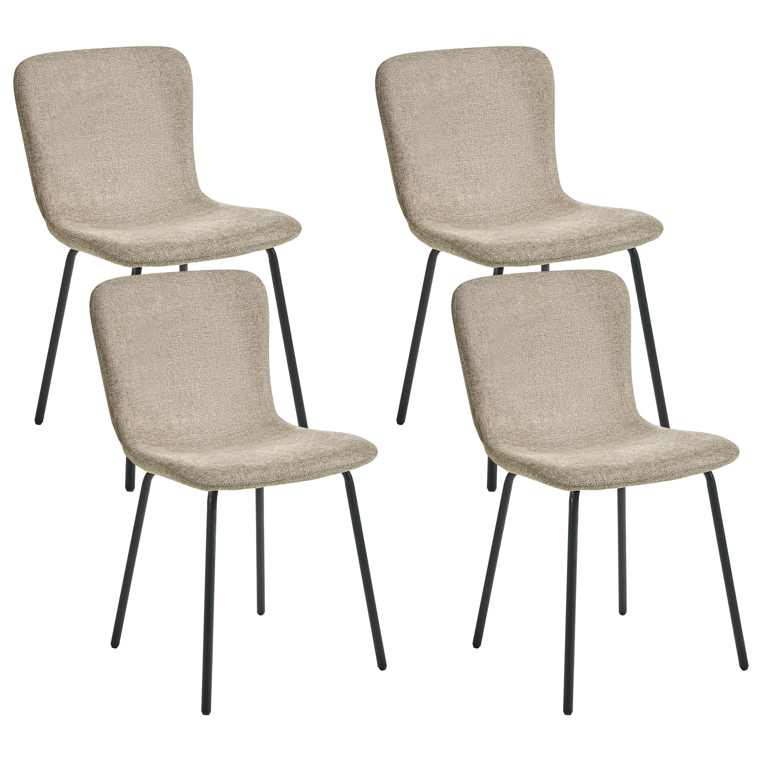 ESSZIMMERSTUHL 4er-Set Beige Caldwell - Beige/Schwarz, Textil (45/80/46cm) - Beliani