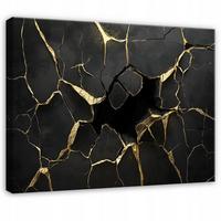 BILDER Abstrakt Marmor Schwarz Gold Modern Wohnzimmer 60x40 - Schwarz, Holzwerkstoff (60/40cm) - Wallarena