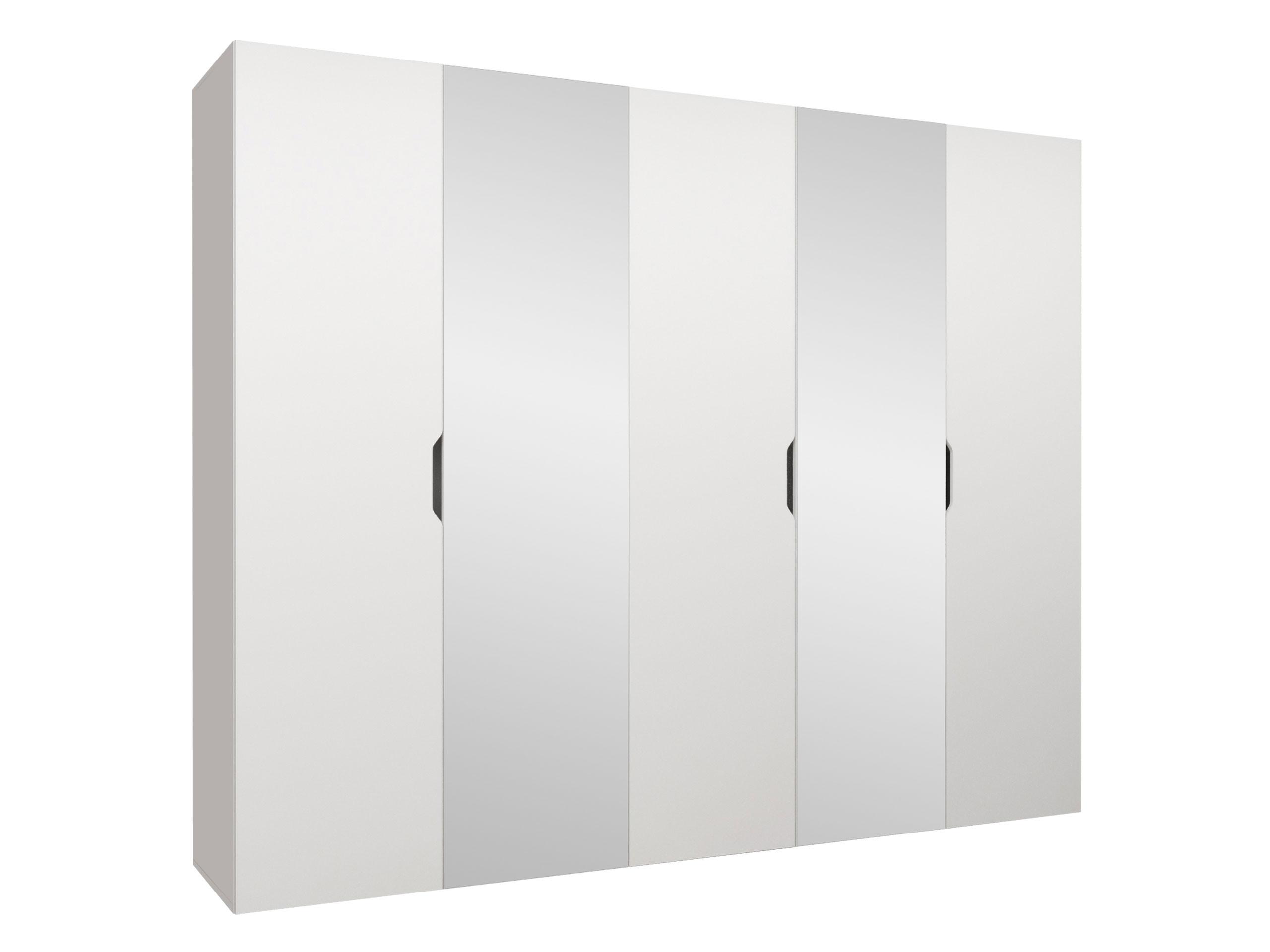 DREHTÜRENSCHRANK Malaga 250 mit Frontspiegel - Weiß, Holzwerkstoff (250/202/52cm) - MIRJAN24