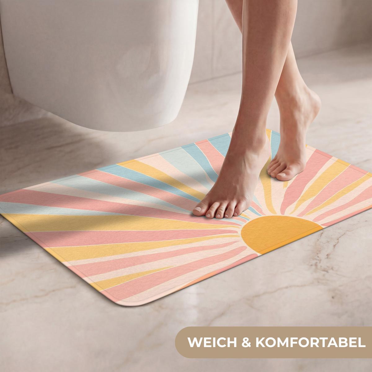 WC-VORLEGER Illustration - Sonne - Pastellfarben Toilettenvorleger 60x40 cm - Pastellblau, Textil (60/1cm) - OnlyWow