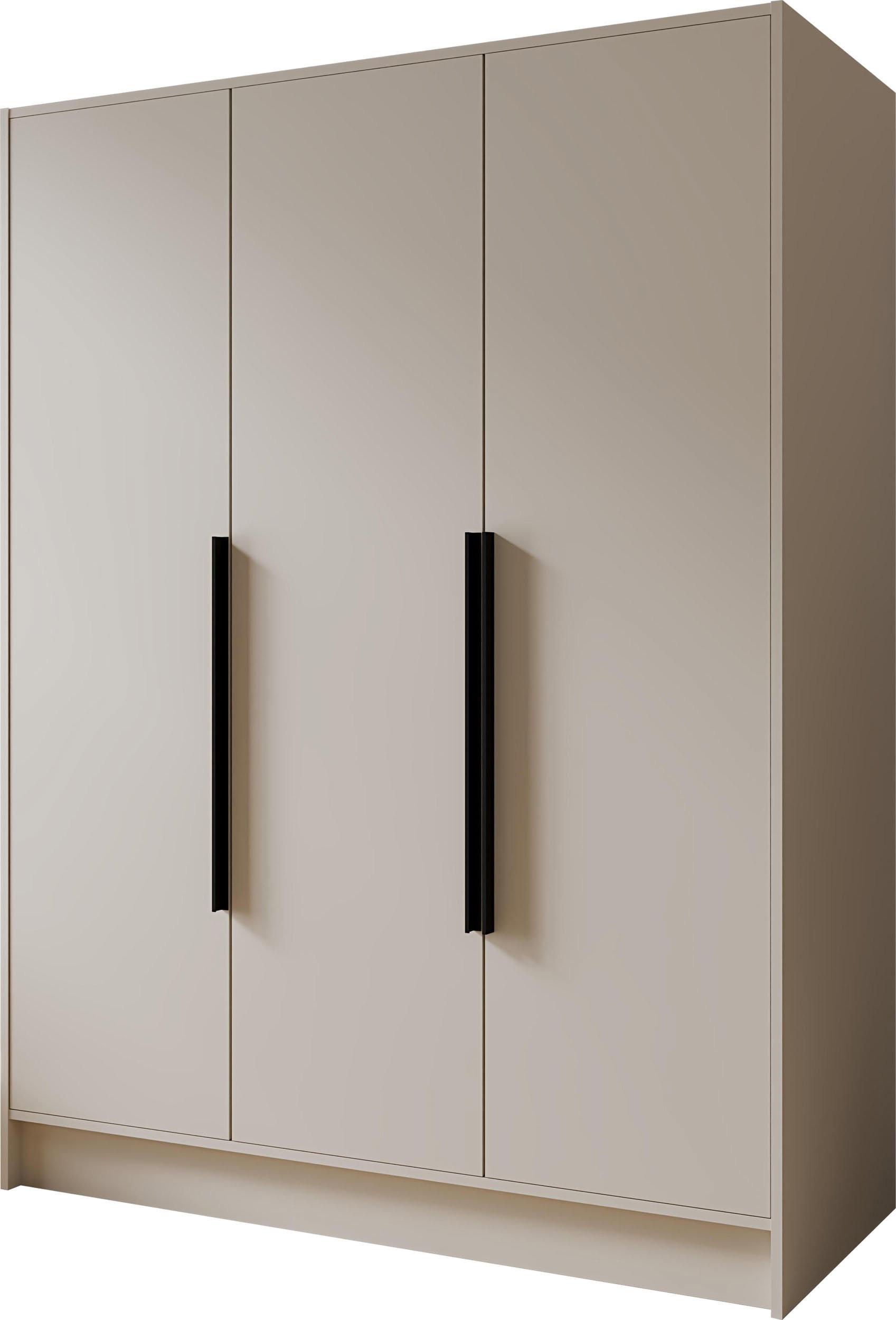 KLEIDERSCHRANK Mono Bis im Skandi-Stil, Drehtüren mit Schwarze Metallgriffe, Kaschmir 150/200/51 cm - Kaschmir/Beige, Holzwerkstoff (150/200/51cm) - WFL GROUP