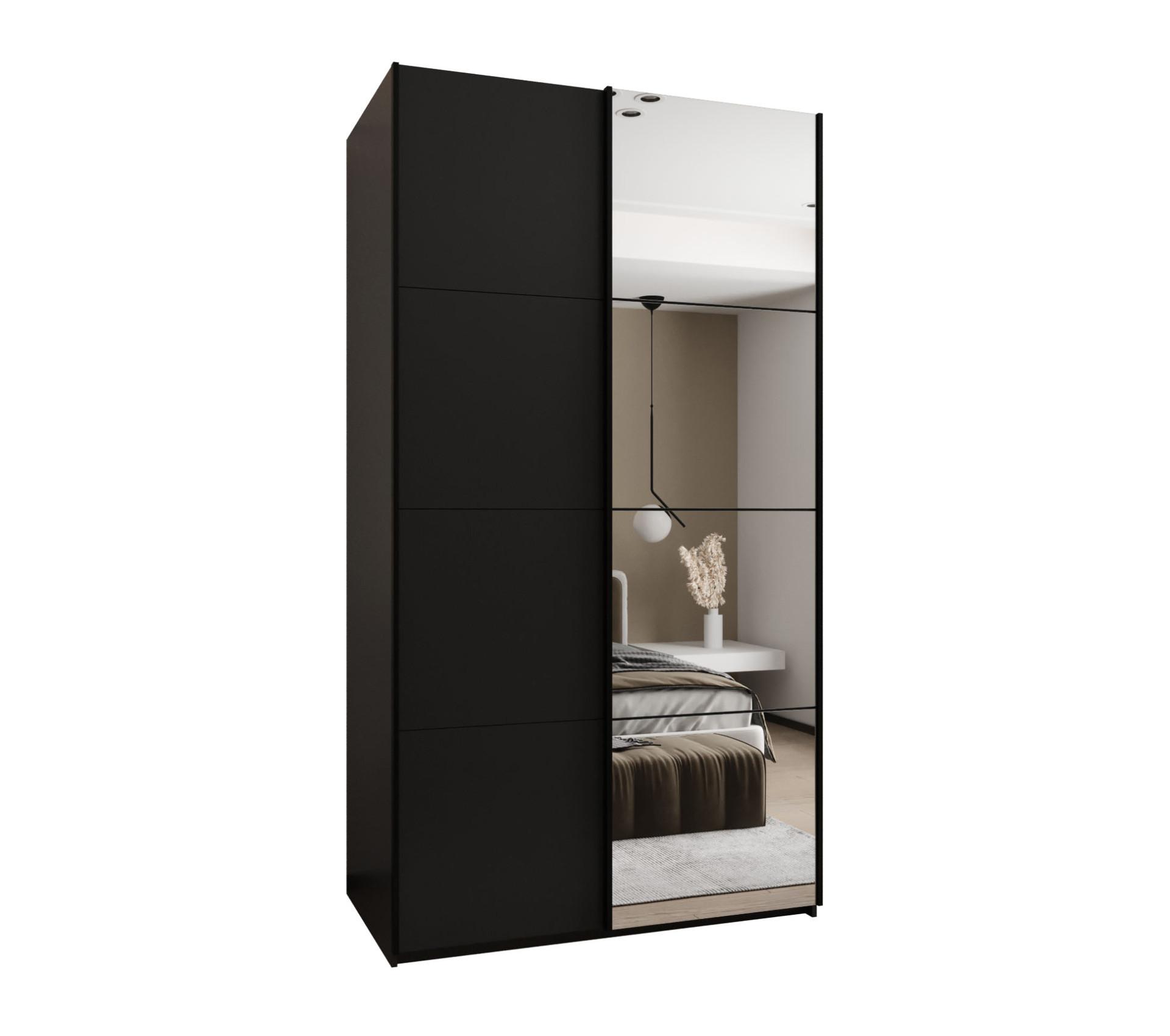SCHWEBETÜRENSCHRANK 245,5/130/64 2-türig - Schwarz, Holz/Metall (130/245/64cm) - Abiks Möbel