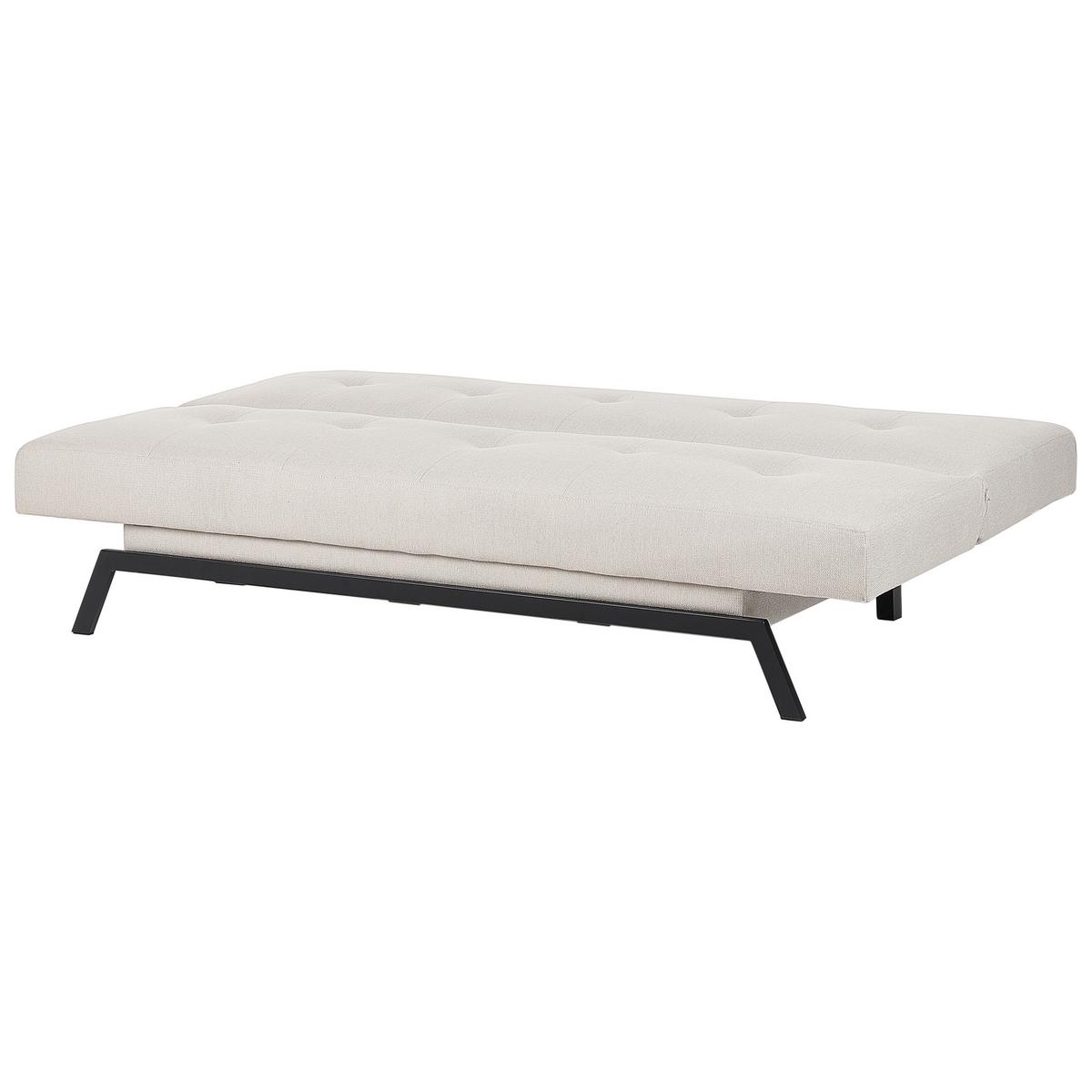 3-SITZER-SCHLAFSOFA cremeweiß Leeds - Schwarz/Weiß, Textil (188/85/93cm) - Beliani