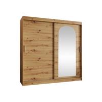SCHWEBETÜRENSCHRANK Selfie 200 cm - Silberfarben/Eiche Artisan, Holzwerkstoff/Kunststoff (200/200/62cm) - MIRJAN24