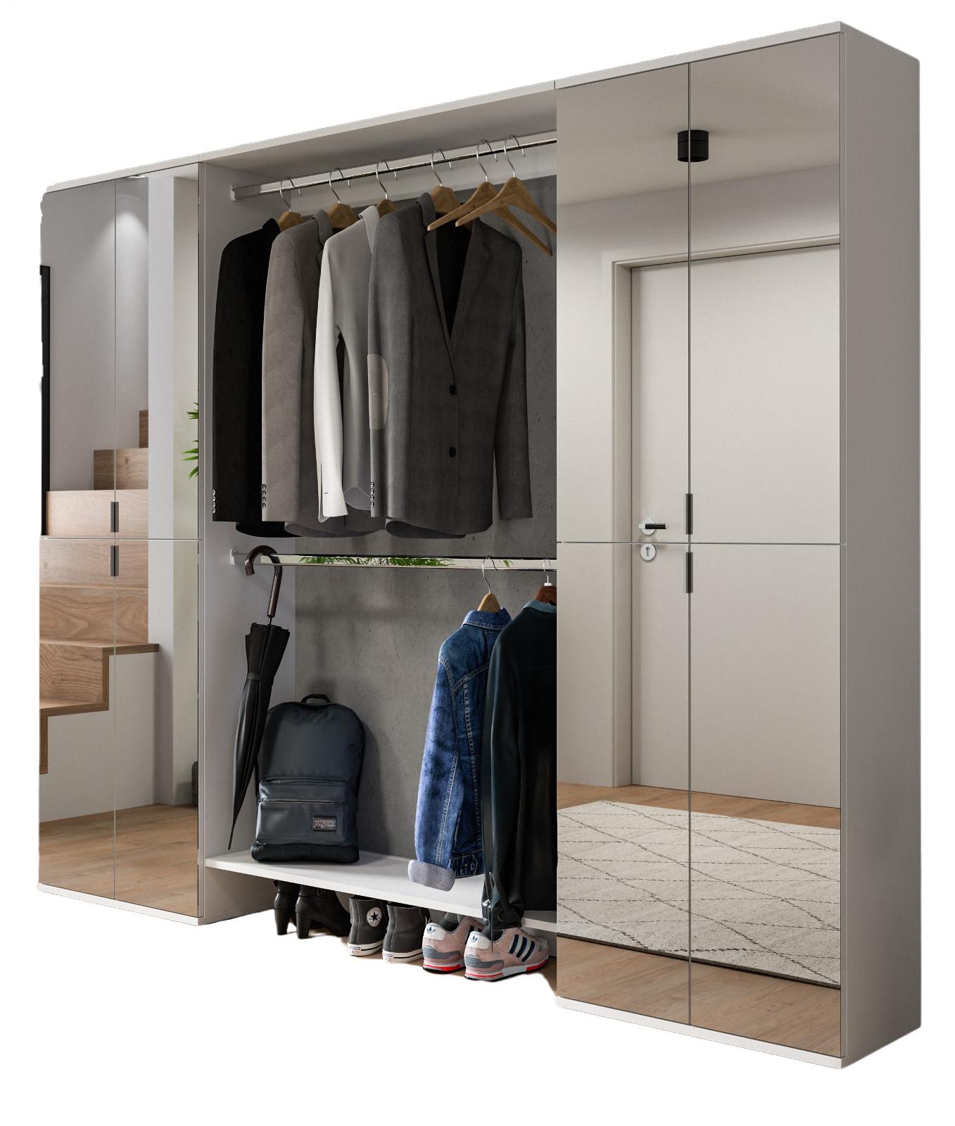 Inn.Furn GARDEROBENSCHRANK weiß 232 cm, Flurgarderobe XXL mit Spiegeltüren online kaufen ➤ mömax