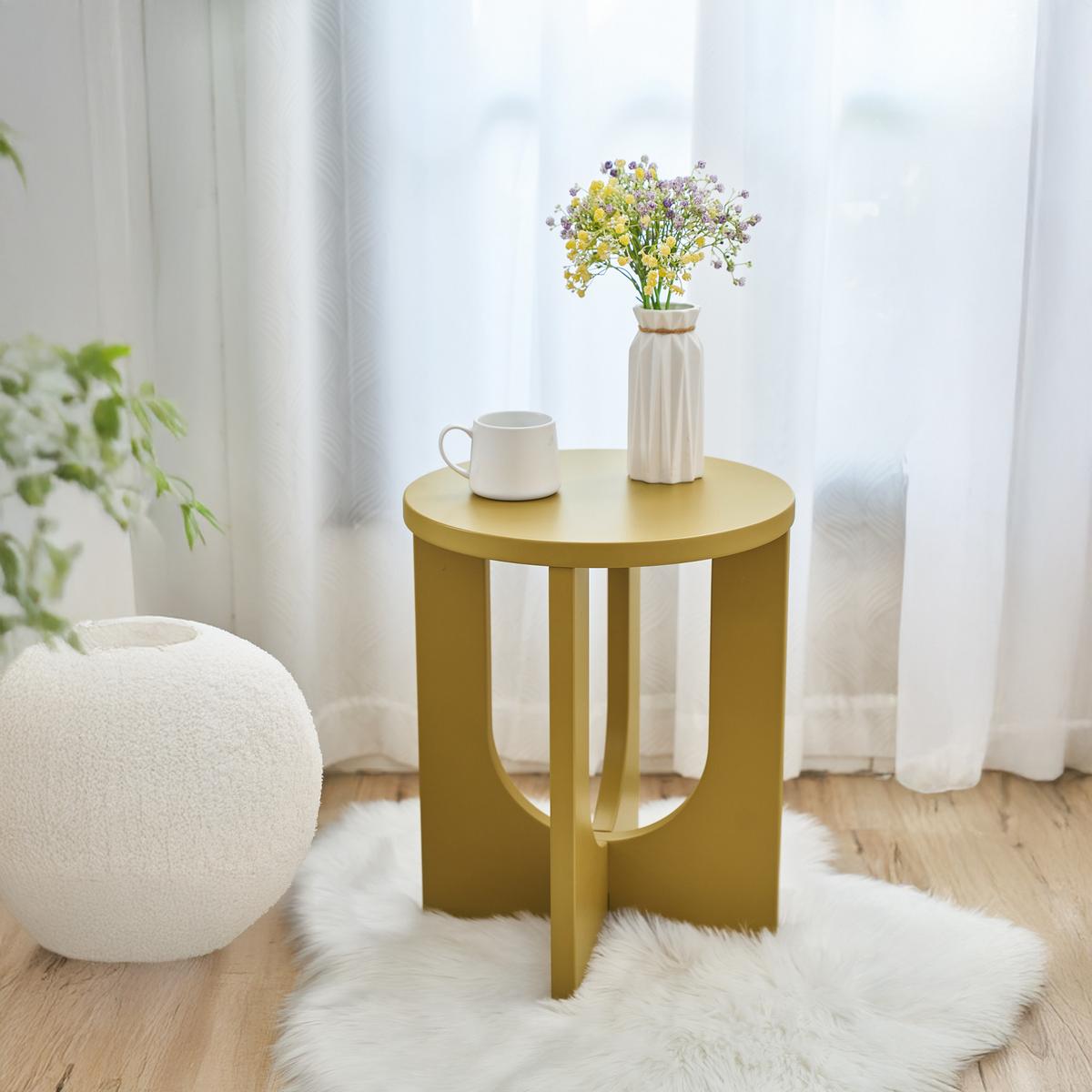 BEISTELLTISCH Kysdajore - Gelb, Holzwerkstoff (40/40/50cm) - [en.casa]