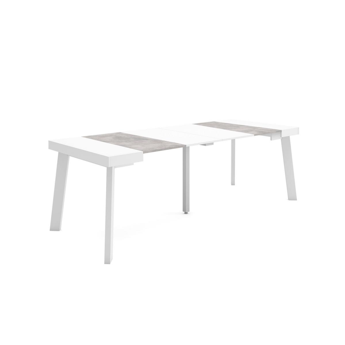 KONSOLENTISCH ausziehbar 58 bis 222cm, für 10 Gäste, weiß zementgrau, 90/58/73cm - Multicolor/Weiß, Holzwerkstoff (90/222/73cm) - Skraut Home