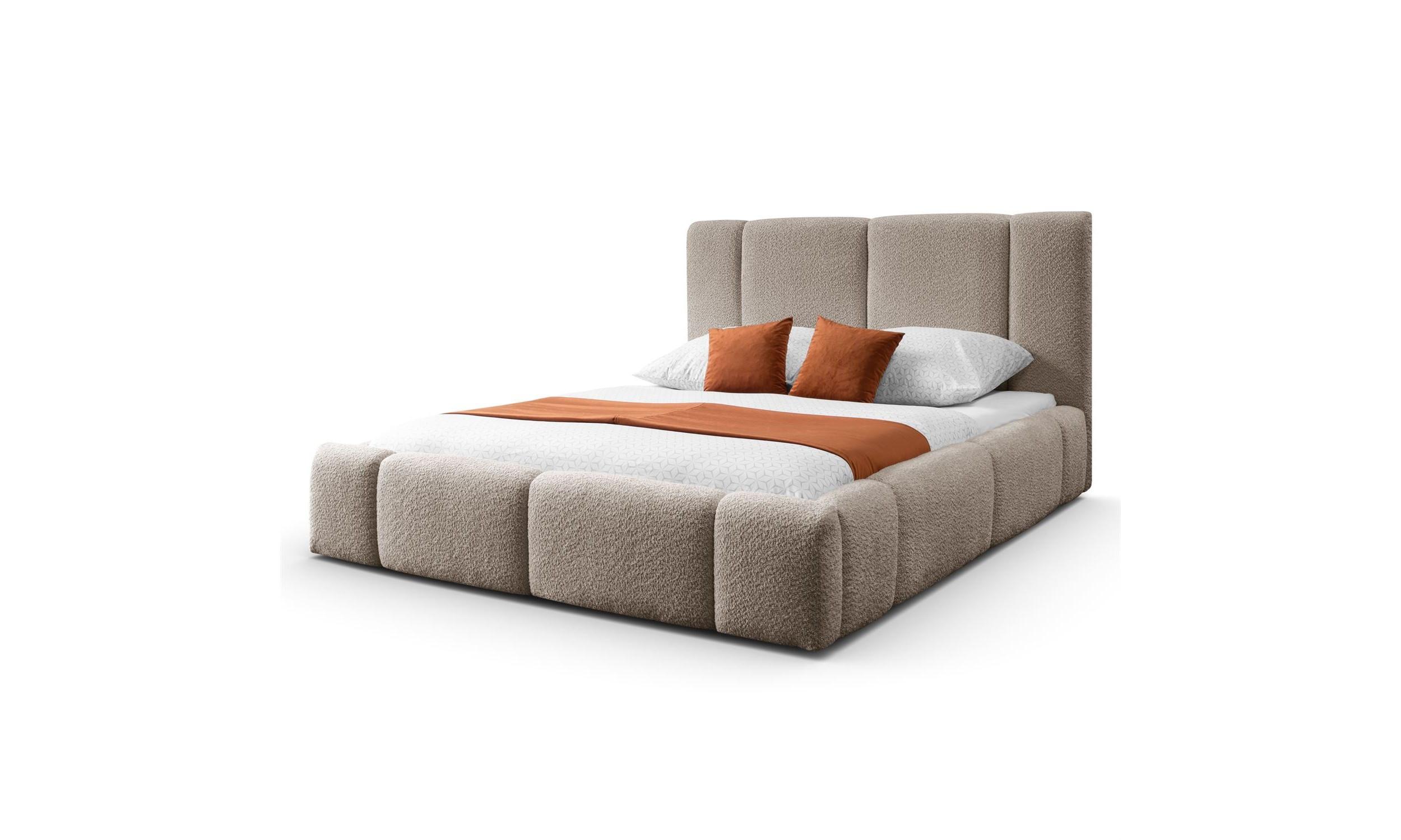 POLSTERBETT ELENA 180x200 cm Dunkelbeige (Anthology 4), 34 Holzlatten, Kopfteil 108 cm - Beige, Textil (180/200cm) - Lookway