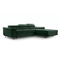 ECKSOFA L Form Arborio Dunkelgrün 280/203/90 cm Rechts mit Schlaffunktion - Dunkelgrün/Schwarz, Textil/Metall (280/203cm) - AX Living