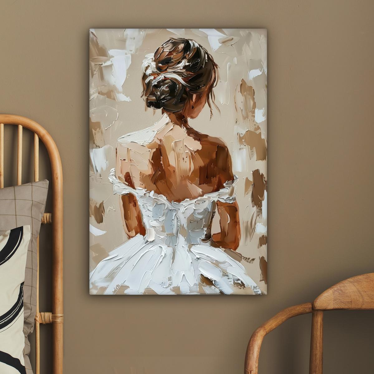 LEINWANDBILD Frau - Farbe - Abstrakt - Beige - Modern Wanddeko Schlafzimmer 60x90 cm - Sandfarben, Textil (60/90cm) - MuchoWow