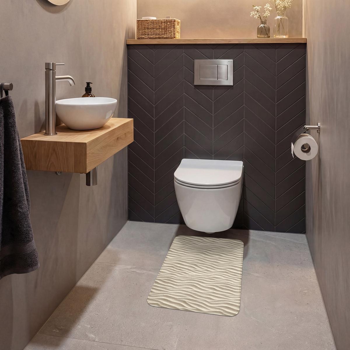 WC-VORLEGER Sand - Wellen - Beige WC Teppich 40x60 cm - Beige, Textil (40/1cm) - OnlyWow