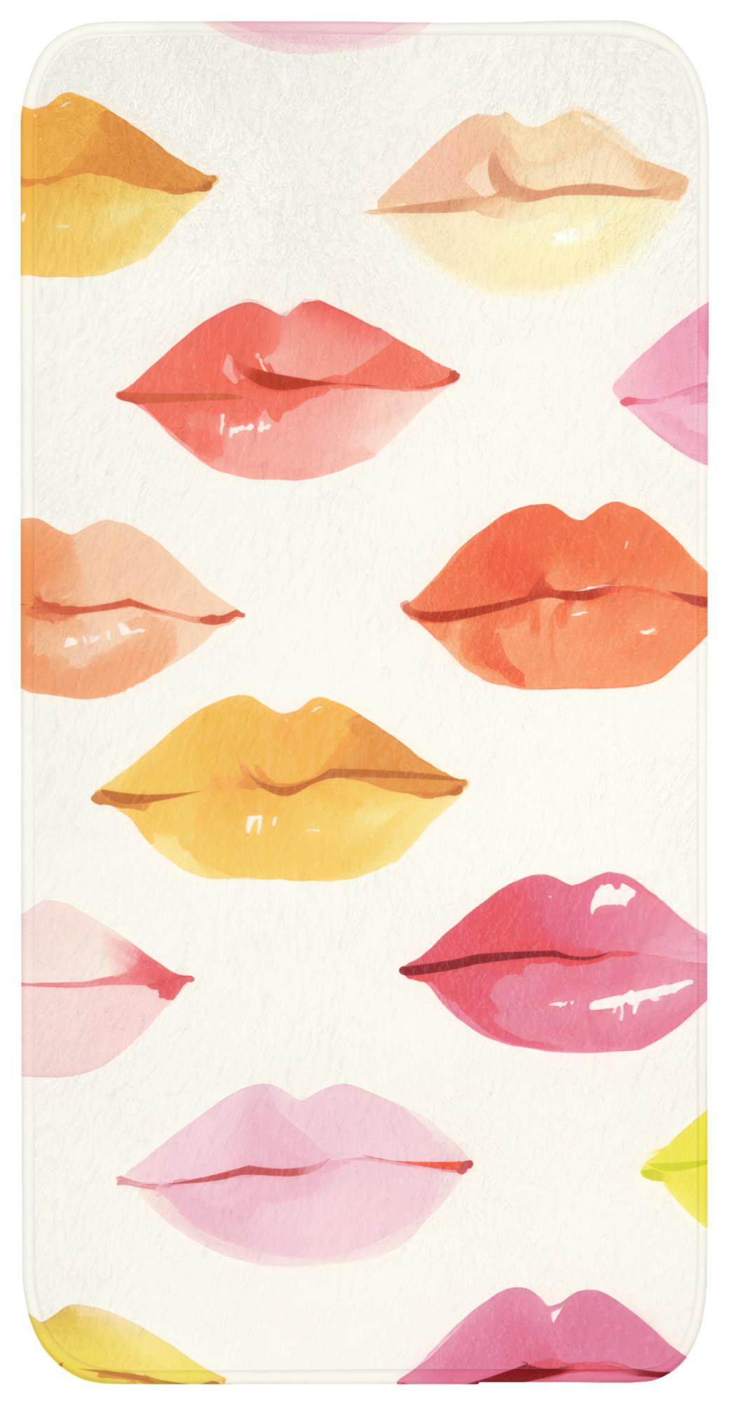 BADEMATTE Lippen - Bunt - Glänzend Badteppich 60x120 cm - Rosa, Textil (60/120cm) - OnlyWow