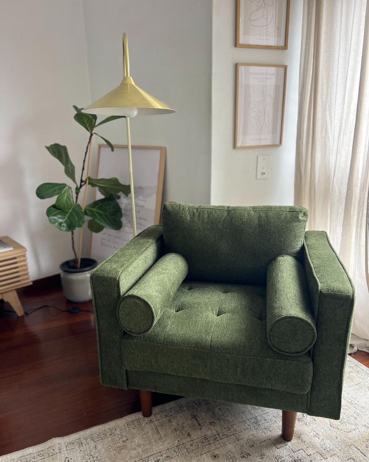SESSEL dunkelgrün Nurmo - Dunkelbraun/Grün, Textil (86/78/74cm) - Beliani