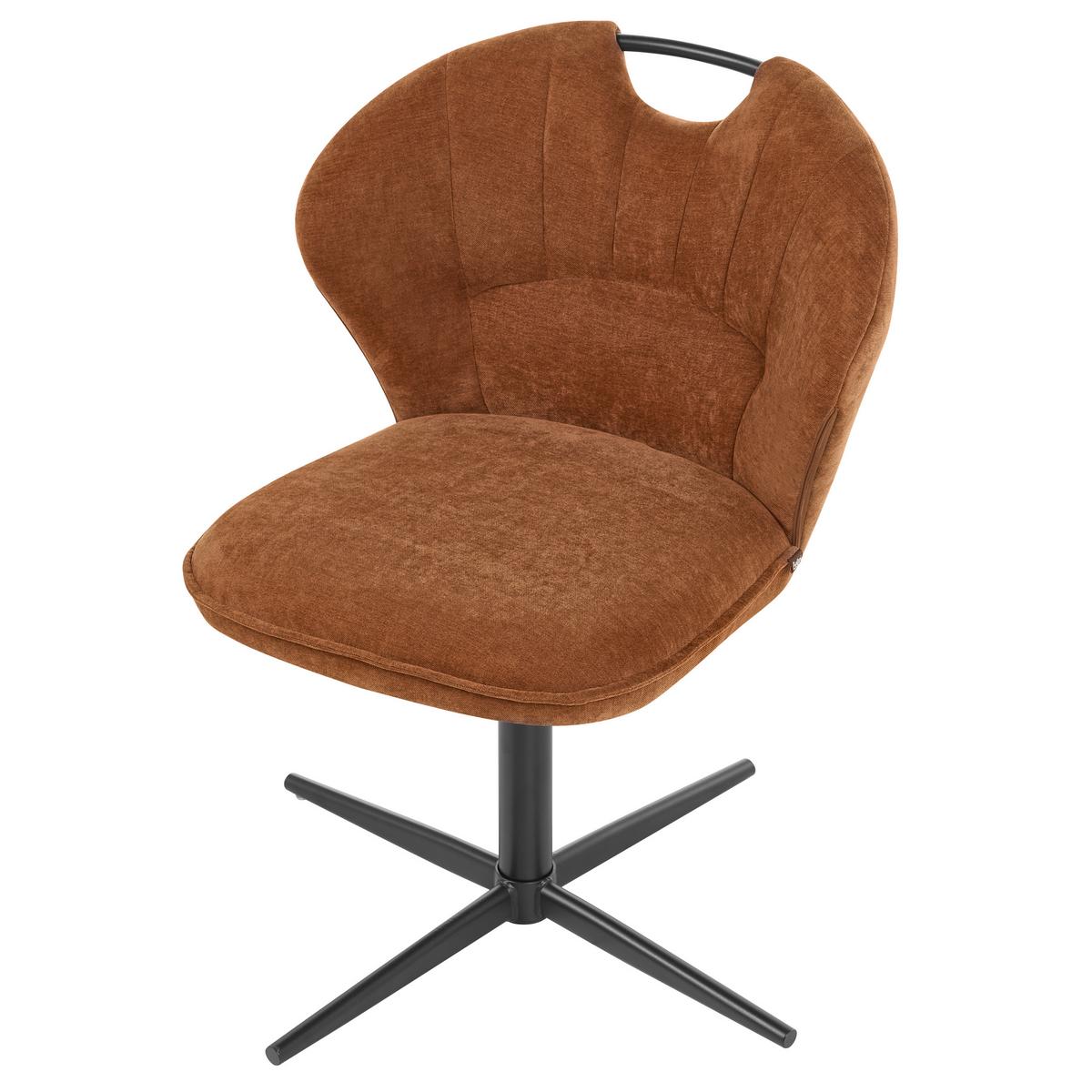 STUHL 2er-Set drehbar Chenillegewebe Goldbraun Worcester - Goldfarben, Textil/Metall (48/80/65cm) - Beliani