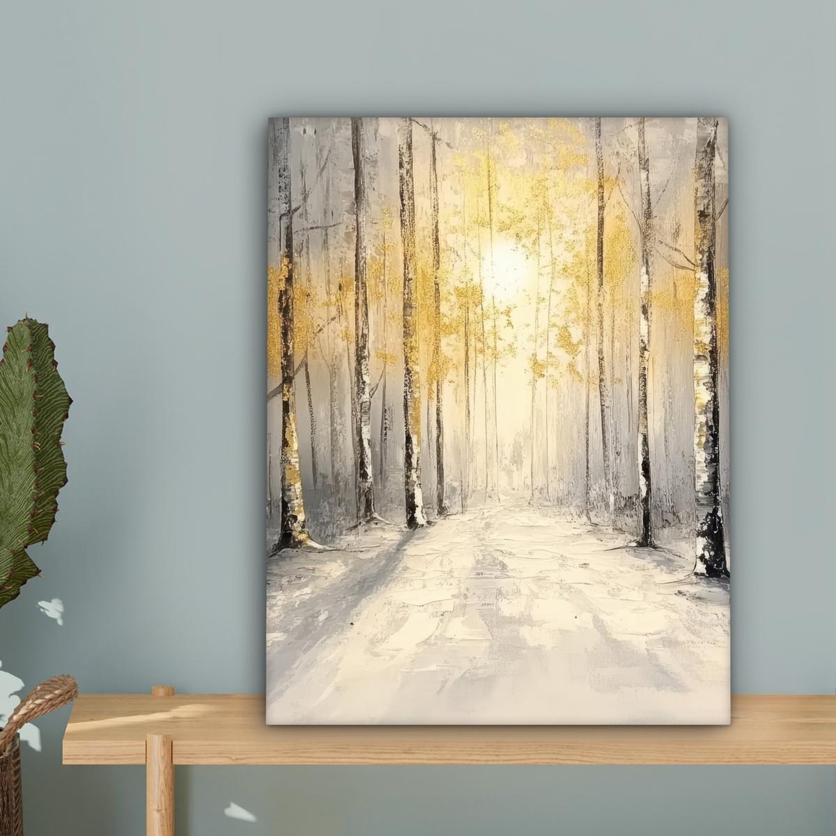 LEINWANDBILD Winter - Abstrakt - Schnee - Natur - Sonne Room Decor 30x40 cm - Grau, Textil (30/40cm) - MuchoWow